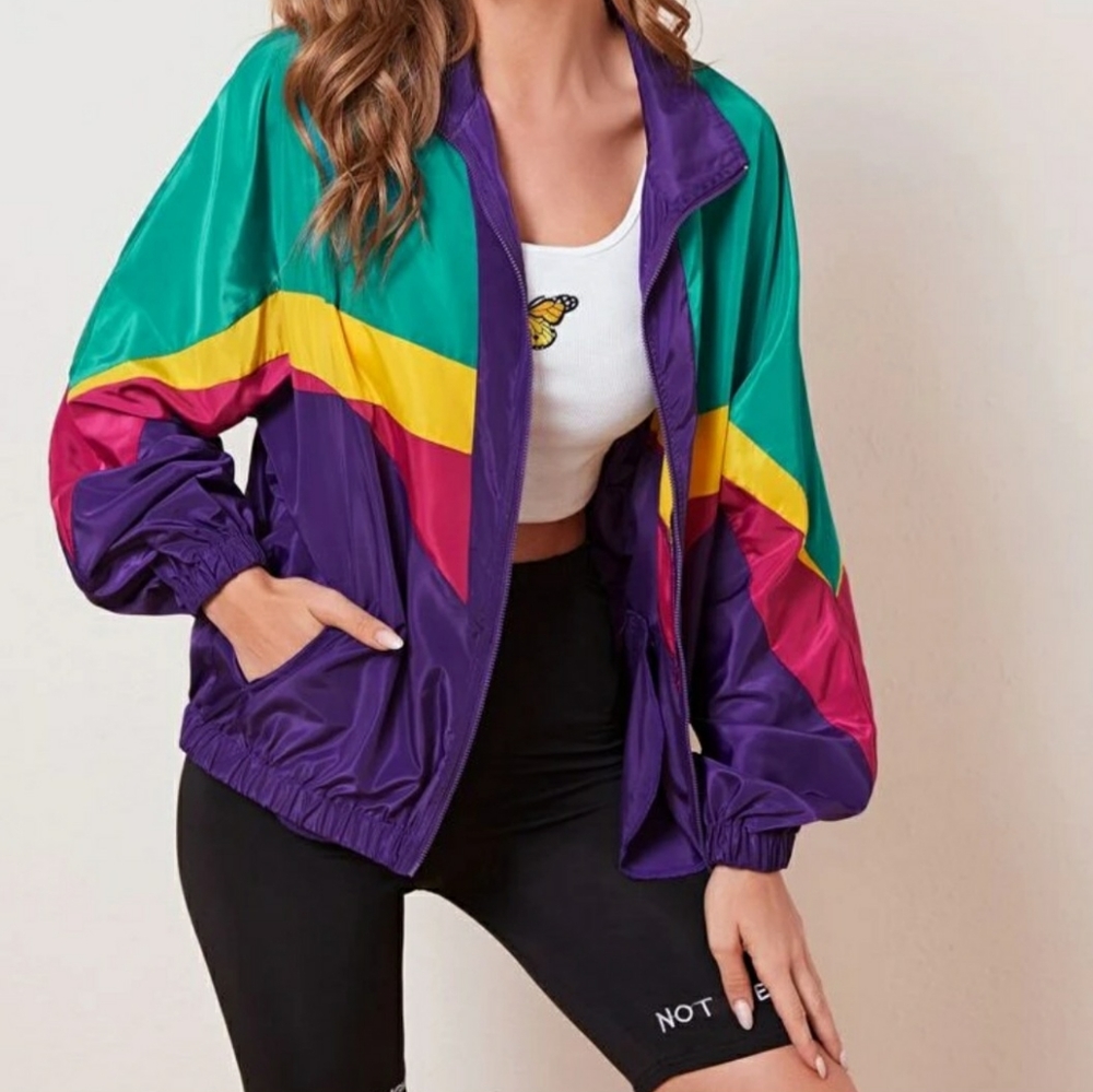 Sporty Colorblock Wind Jacket